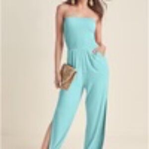 Sea Blue Tube top Jumpsuit - LG